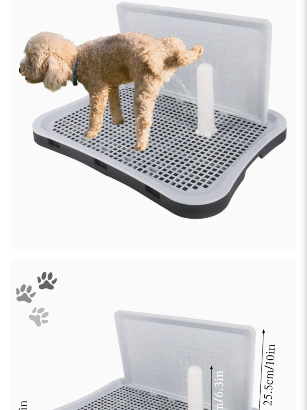 Pee Pad Holder, Indoor Potty Tray for Puppy and Small Size Dog with Pee Wall